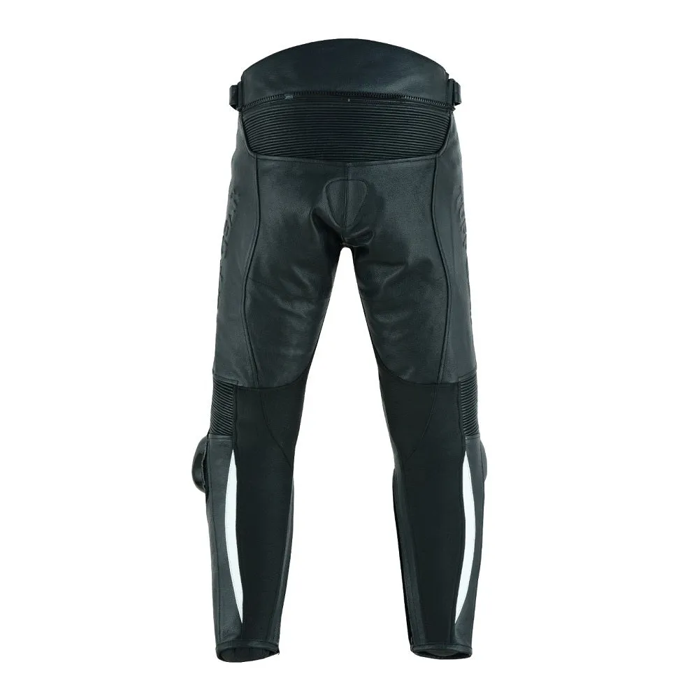 Tuff Gear Motorcycle Men Leather Racing Pants with armours - Black