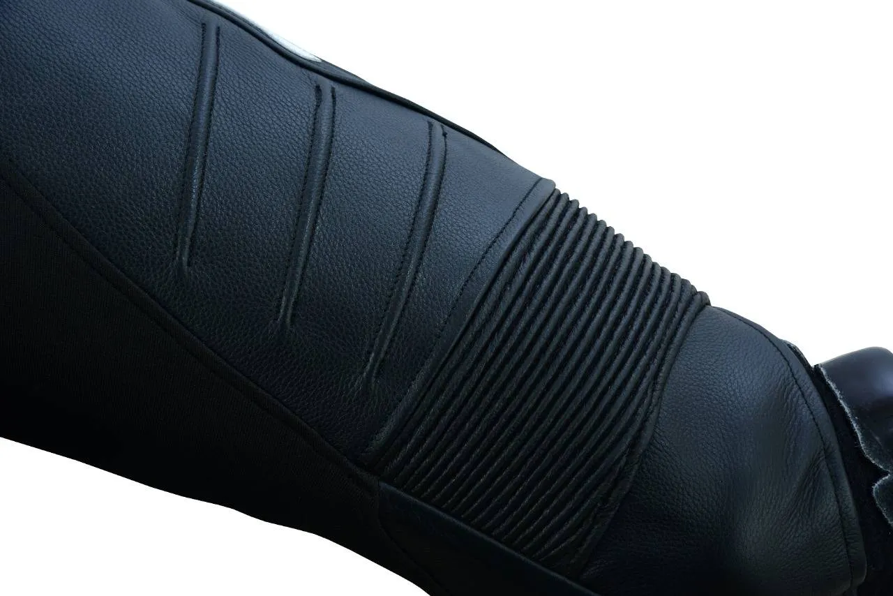 Tuff Gear Motorcycle Men Leather Racing Pants with armours - Black