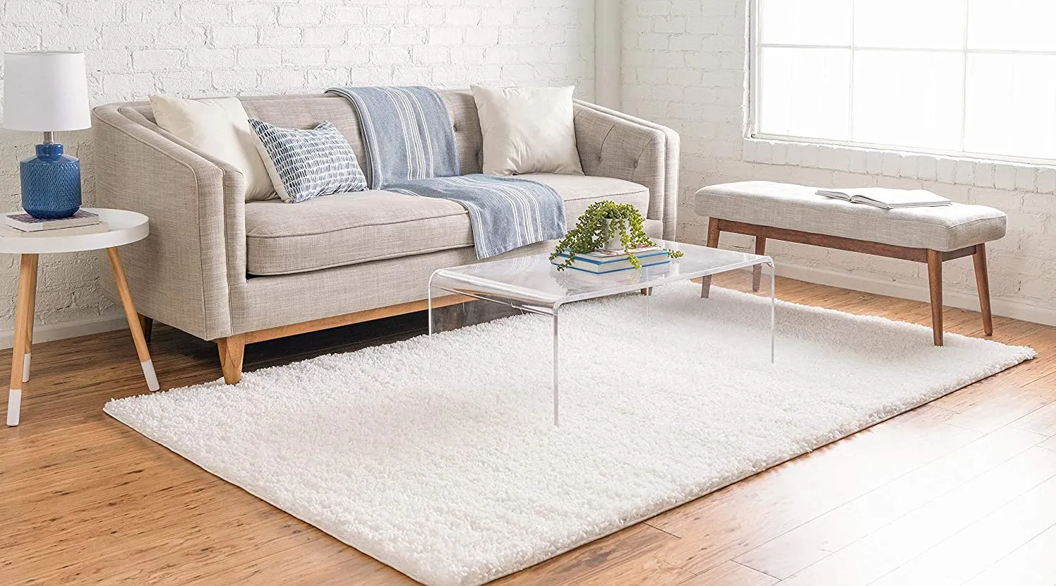 Unique Loom Davos Shag Collection Contemporary Soft Cozy Solid Shag Ivory Area Rug (4' 0 x 6' 0)