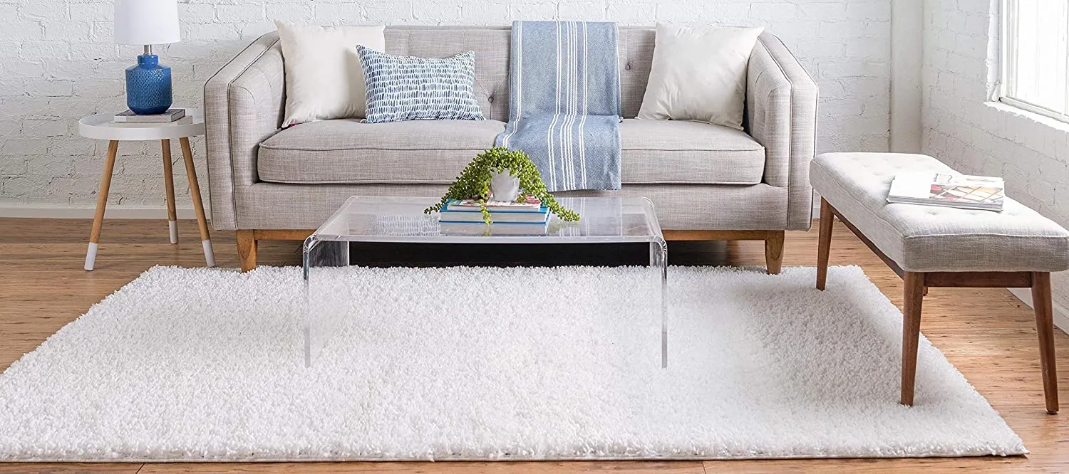 Unique Loom Davos Shag Collection Contemporary Soft Cozy Solid Shag Ivory Area Rug (4' 0 x 6' 0)