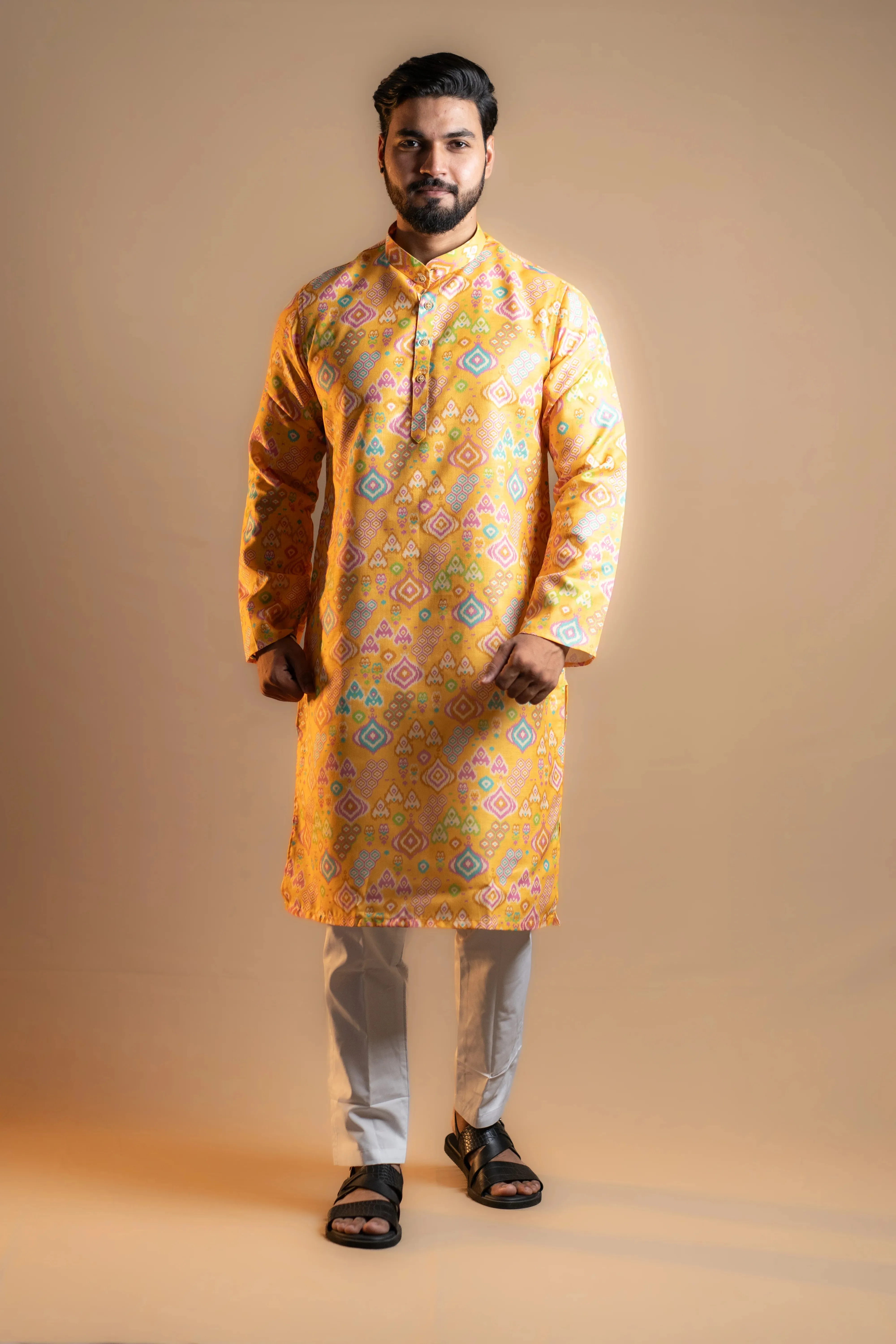 Vibrant Yellow Printed Kurta Set