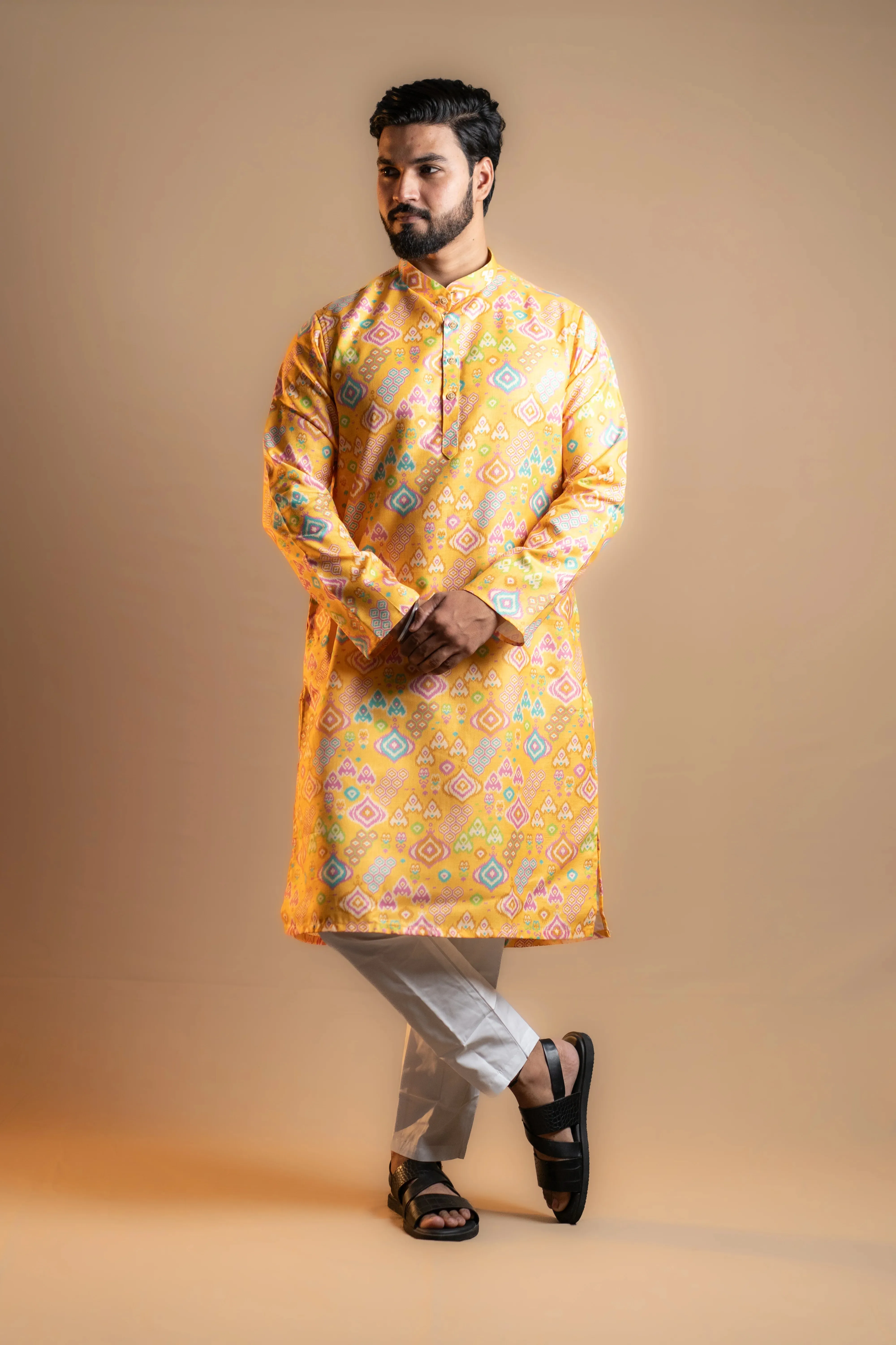 Vibrant Yellow Printed Kurta Set