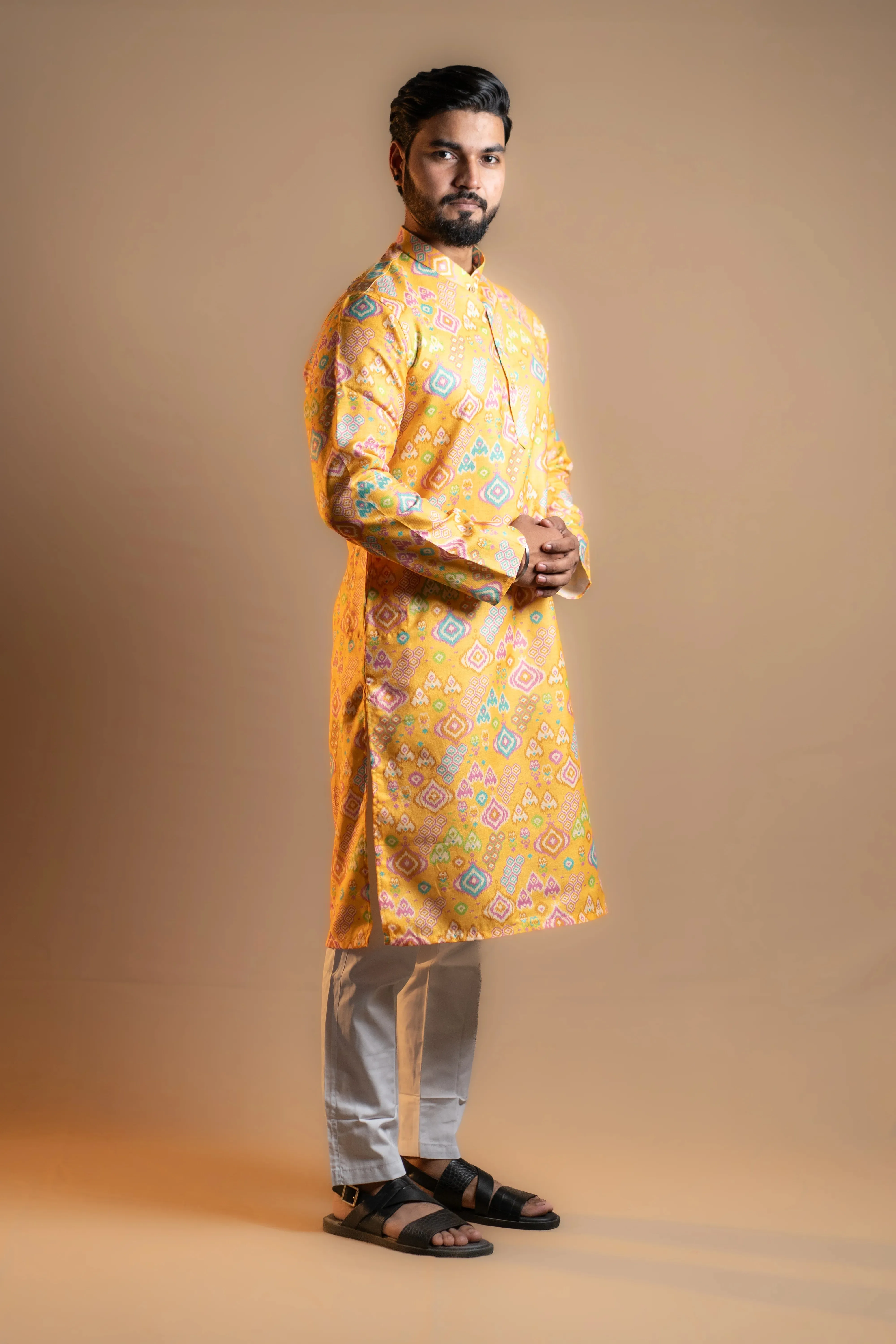 Vibrant Yellow Printed Kurta Set