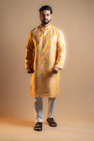Vibrant Yellow Printed Kurta Set