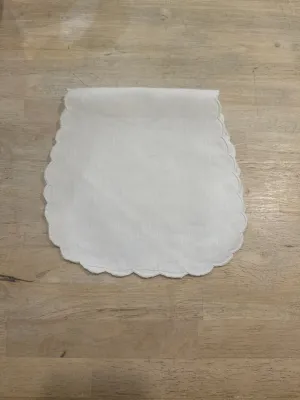 White Linen Burp Cloth Scallop