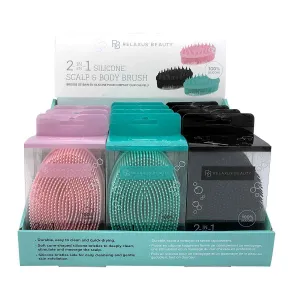 Wholesale 2-in-1 Silicone Scalp & Body Brush Displayer of 12