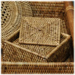 Wicker 6 pc. Square Coaster Set