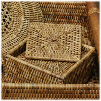Wicker 6 pc. Square Coaster Set