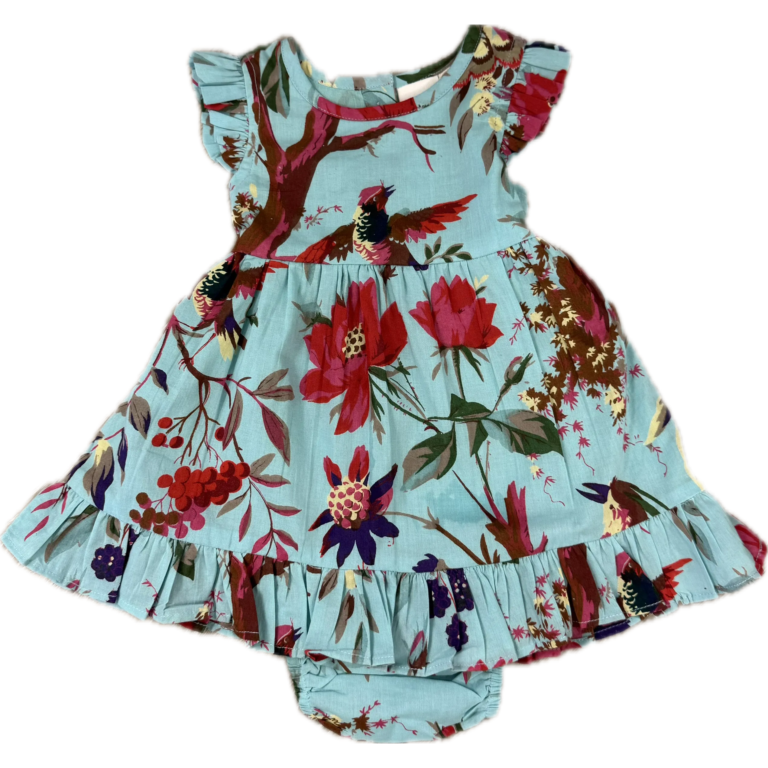 Yo Baby Aqua CoCo Bird Baby Dress Set