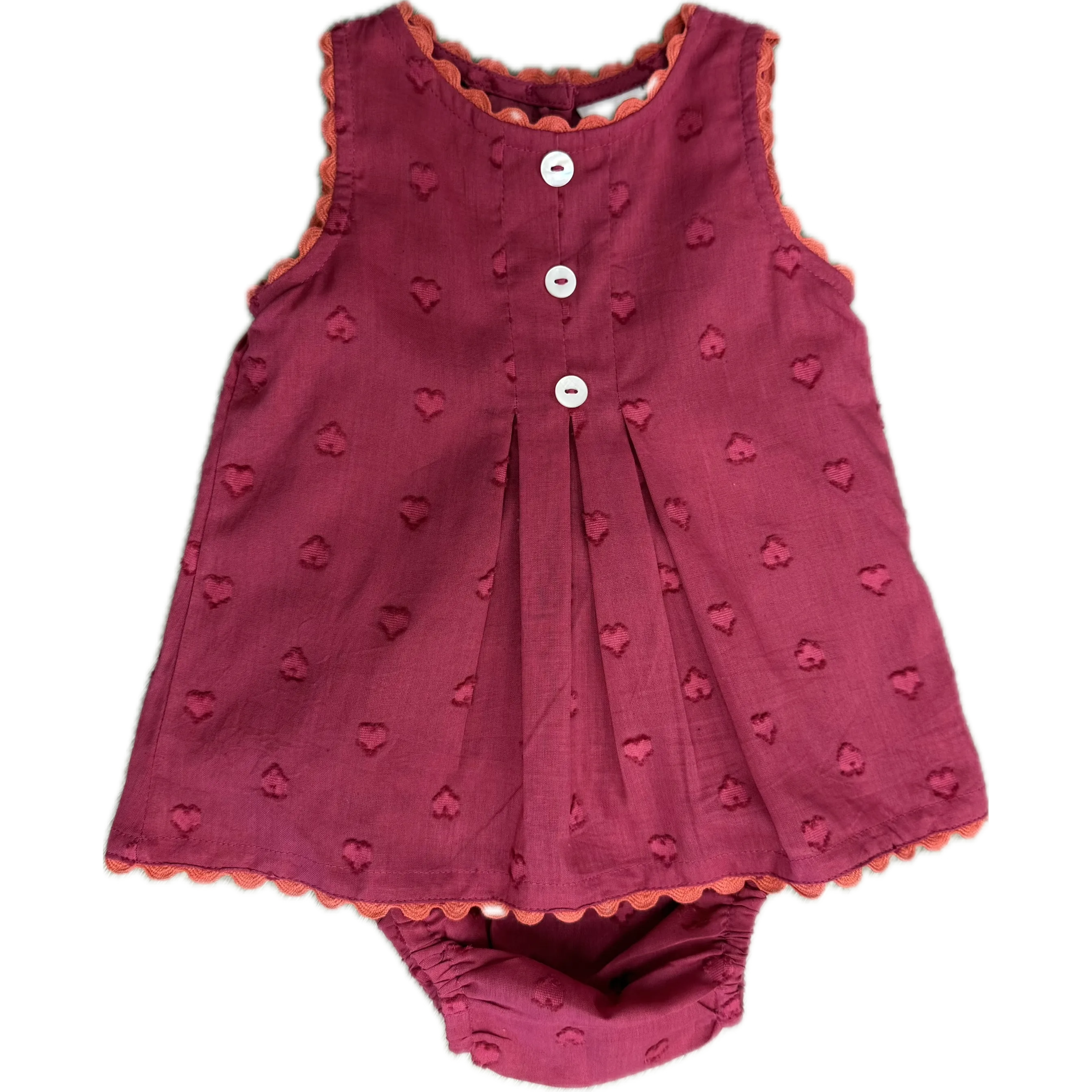 Yo Baby Rose Heart RicRac Baby Dress Set